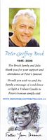 Peter Brock's Funeral Bookmark - Front